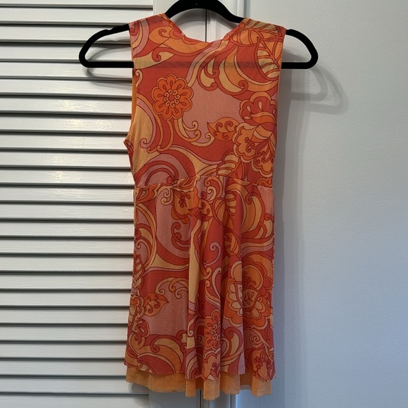 Sweet Pea by Staci Frati Top Pink/Orange/Yellow 100% Nylon SZ M - Picture 8 of 10